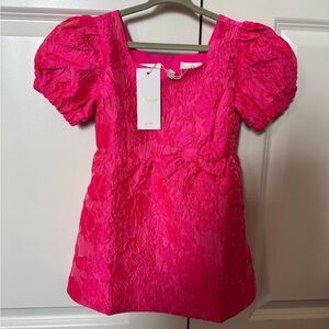 NWT Lilly Pulitzer Alannah Dress in Pink Leaf Jacquard Size 3T